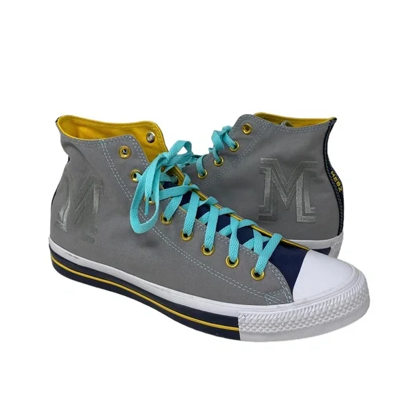 Converse Chuck Taylor High Top Gray Blue Canvas Men’s Sneakers Custom 169748C-M - Picture 7 of 11